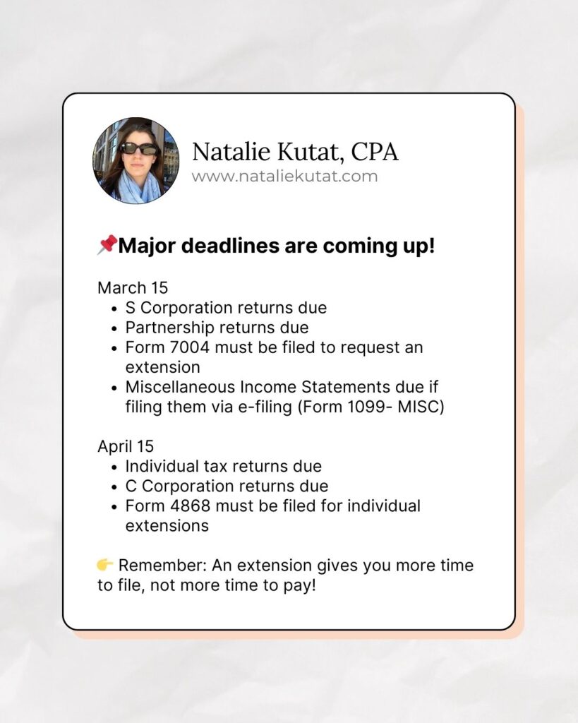 March and April tax deadlines